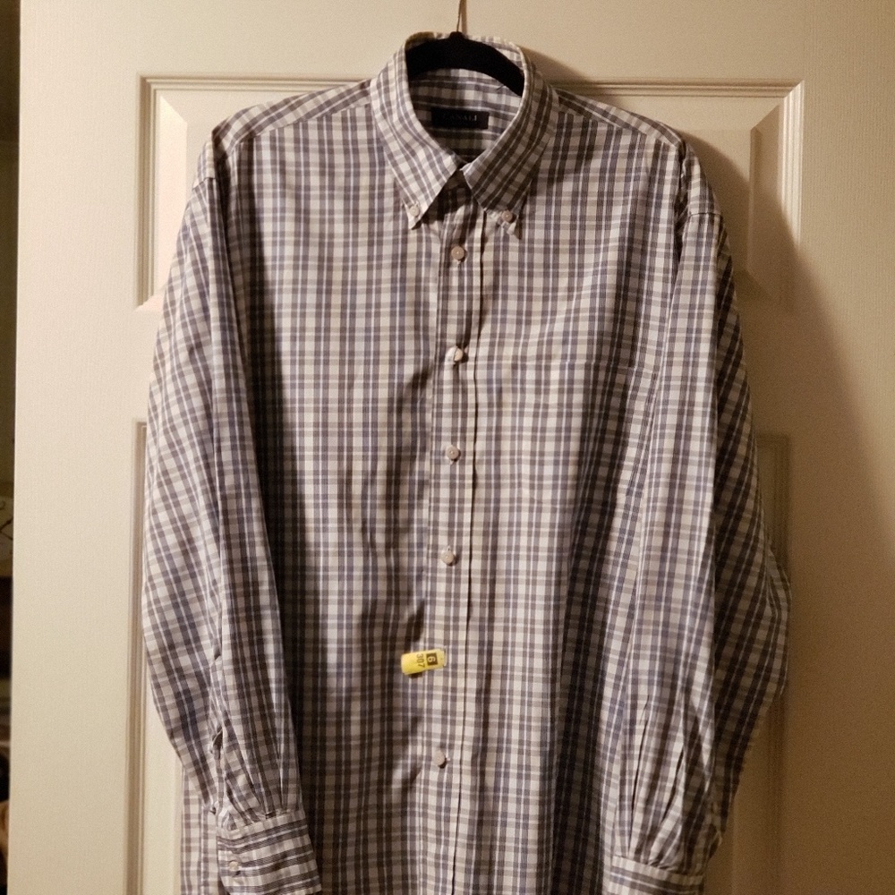 Mens CANALI Large Button Down Dress Shirt